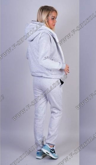 Спортивный костюм женский зимний "Баленсиага" Тройка с мехом Серый купить в интернет-магазине «В шоколаде.ру»